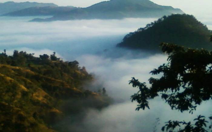 Ranikhet hill station surrounded by clouds and hills, Uttarakhand