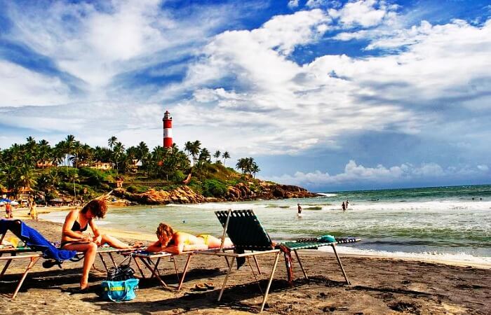 The sunset at the Kovalam beach, one of the finest beaches in Kerala