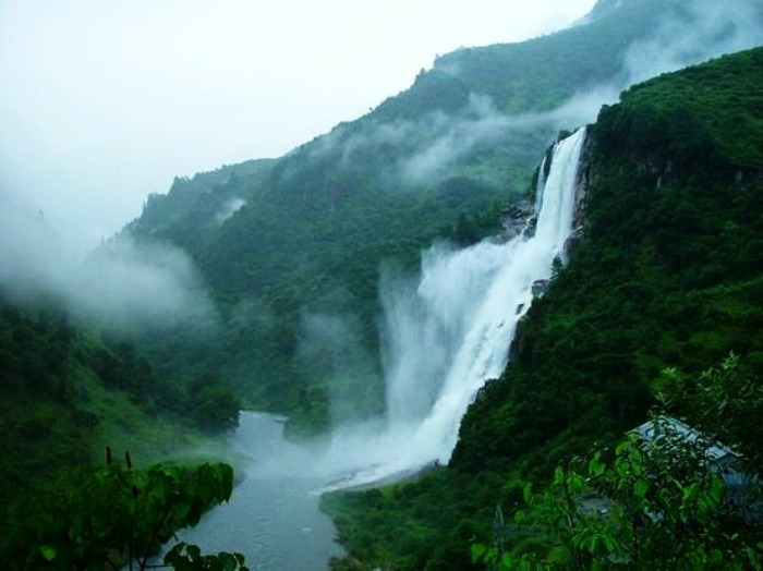 Romantical scenatic view at the Nuranang Water Falls in Tawang
