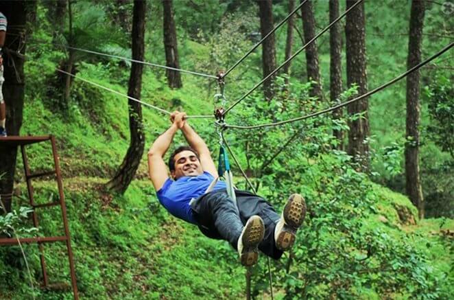 A person enjoying flying fox in Kangojodi