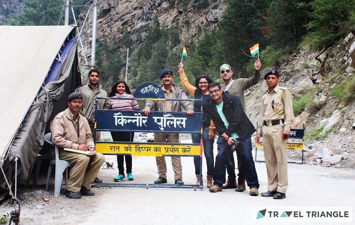 Lehan and group celebrating Independence Day with police officers in Himachal