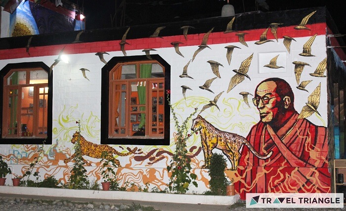 Dalai Lama graffiti on walls of Himachal