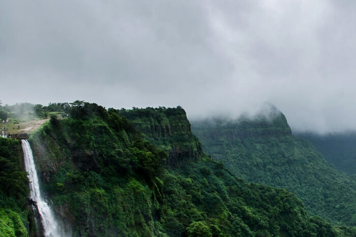 Valley in Amboli with clouds floating over it during monsoon